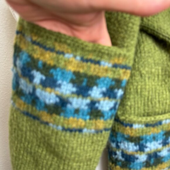 NEW Down to Earth  Hand-knit in Nepal 100% Wool with 2 pockets Fringe Unisex - Picture 2 of 10